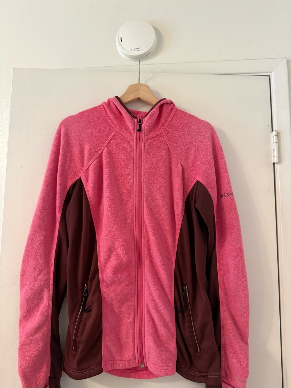Columbia Women Pink and Brown Hooded Fleece Jacket